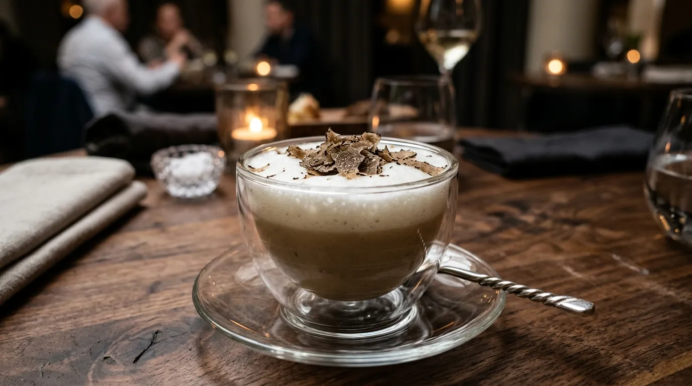 Cappuccino van Aardpeer | Zwarte Truffel | Schuim — hero afbeelding