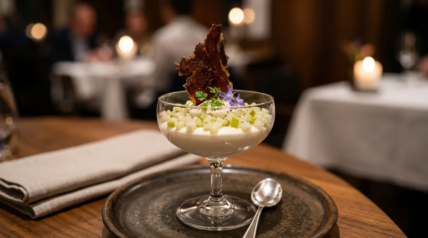Mousse van Parmezaan | Peer | Krokante Serranoham — hero afbeelding